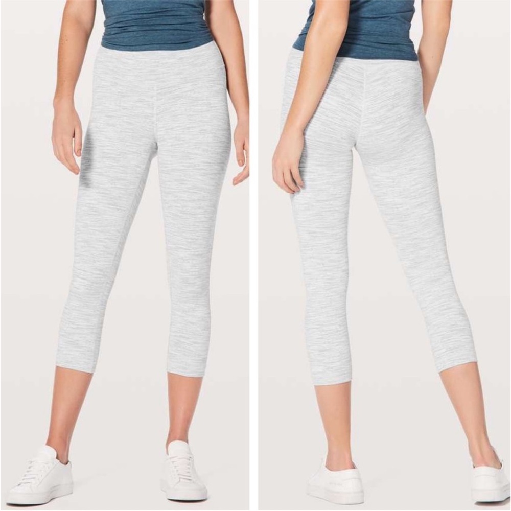 Lululemon Hi Rise Wunder Under Crop 21" Space Grey Sz 10